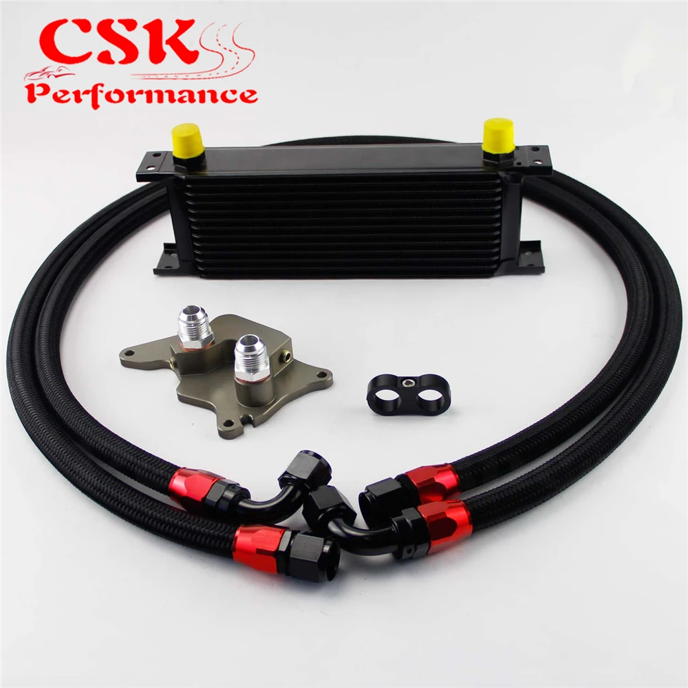 13 Row 248mm AN10 British Oil Cooler Kit Fits For BMW Mini Cooper R56 Supercharger Black/Silver |
