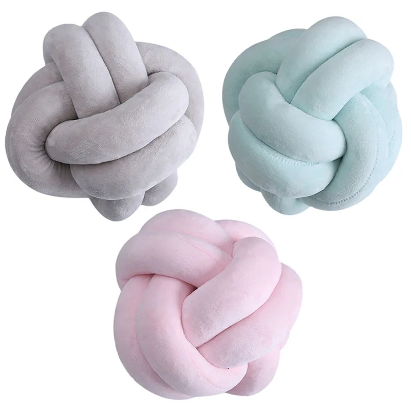 

Plush Knot Ball Throw Sofa Cushion Handmade Decorative Pillow Kids Room Decoration chair back cushion