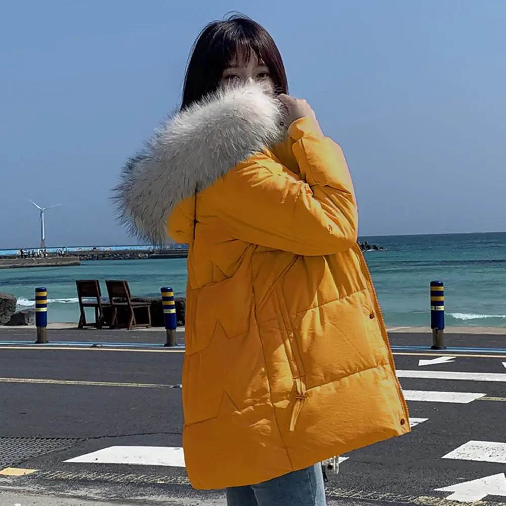 ##BUY 2019 Winter Jacket Women Parka Winter Warm Thicken Big Faux Fur Collar Hooded Winter Coat Women Long Jacket Female coat women