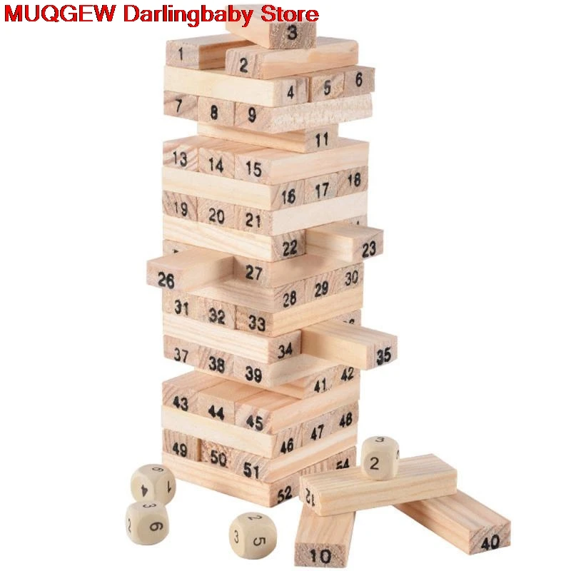 

54 PCS Wooden Stacking Board Math Game Tumble Tower Building Block Fun Funny Novelty Interesting Toys For Children Birthday Gift