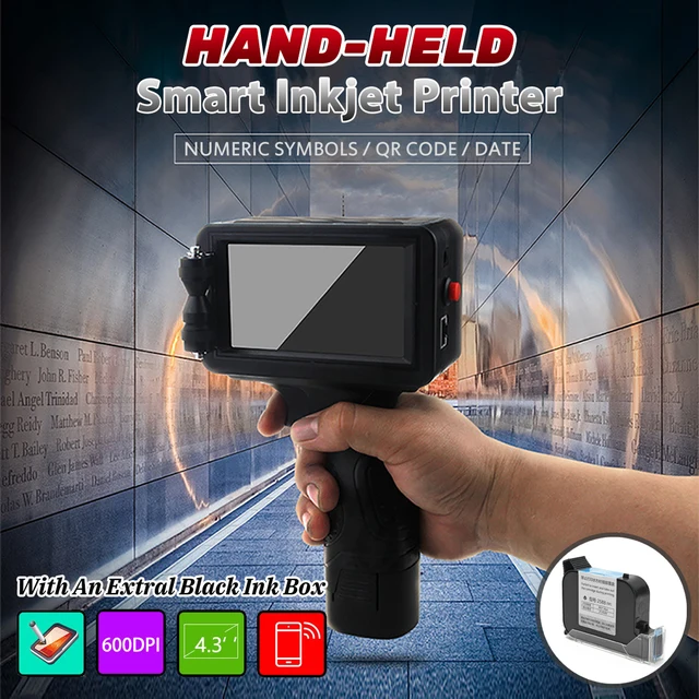 Portable  600PI Handheld Intelligent  Bluetooth WIFI Date Coder Inkjet Printer LED To.uch-screenfor Ink Coding Machine
