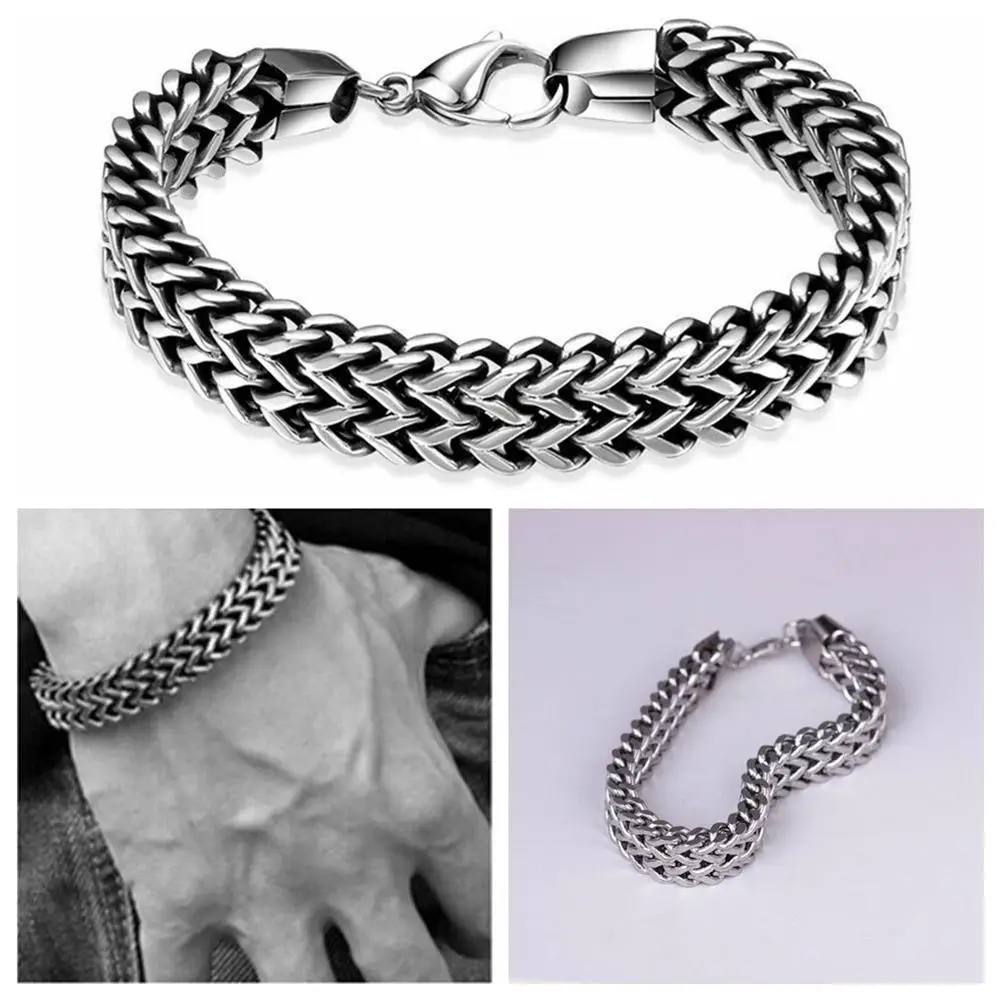 

Men Stainless Steel Bracelet Bangle Simple Design Vintage Snake Chain Jewelry
