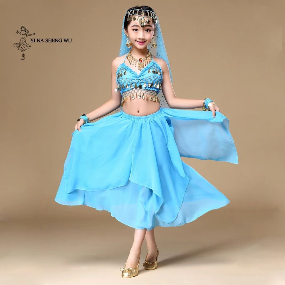 Одежда для танца живота детские танцевальные комплекты живота Детские болливудские индийские костюмы для практики в танцах и выступлений 6 шт./компл