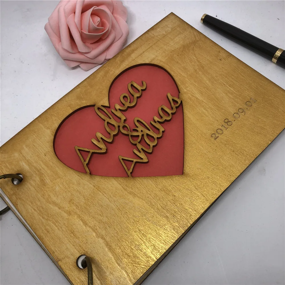 

Personalised Calligraphy Guest Book - Wedding Guest Book - Rustic Wooden Guest Book - Personalised Couples - Wedding Calligraphy
