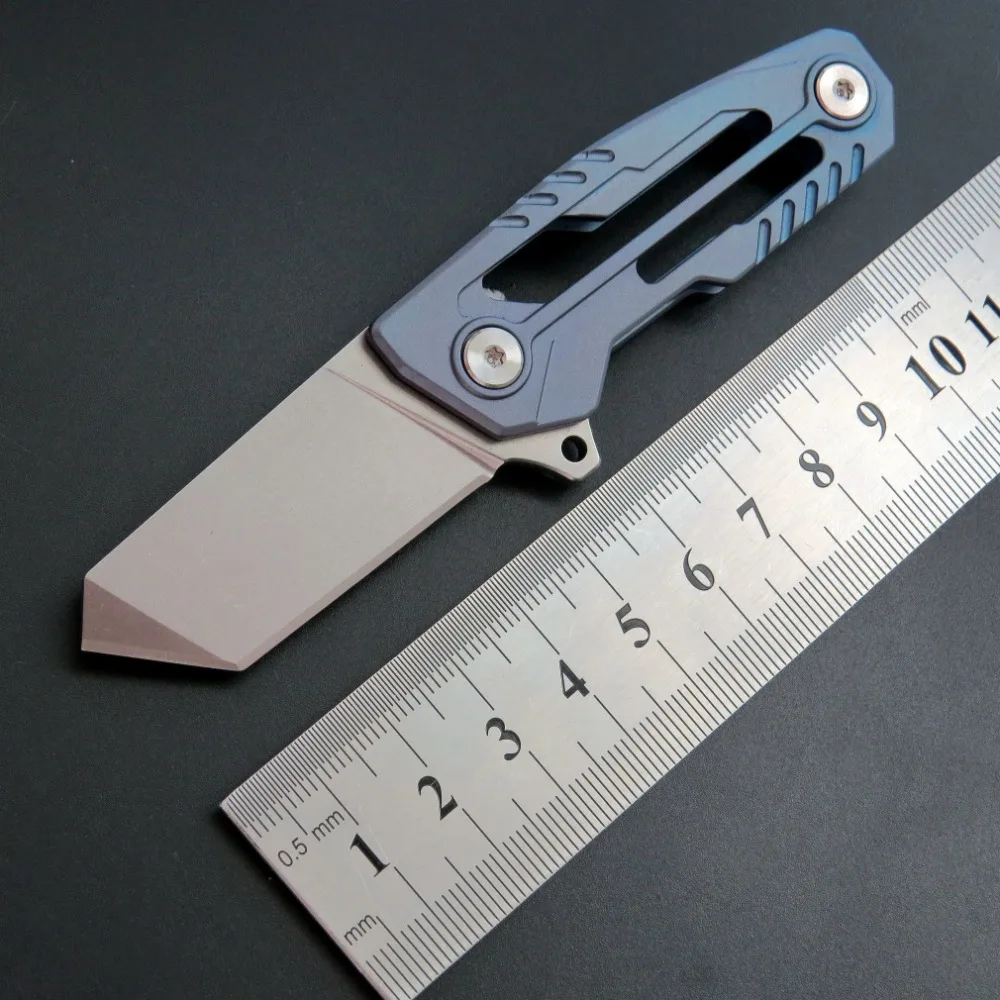

High qulity EF61serge Mini Bean Folding Knives Titanium Handle D2 Blade Hunting Knife Outdoor Camping Survival Pocket Tool knife