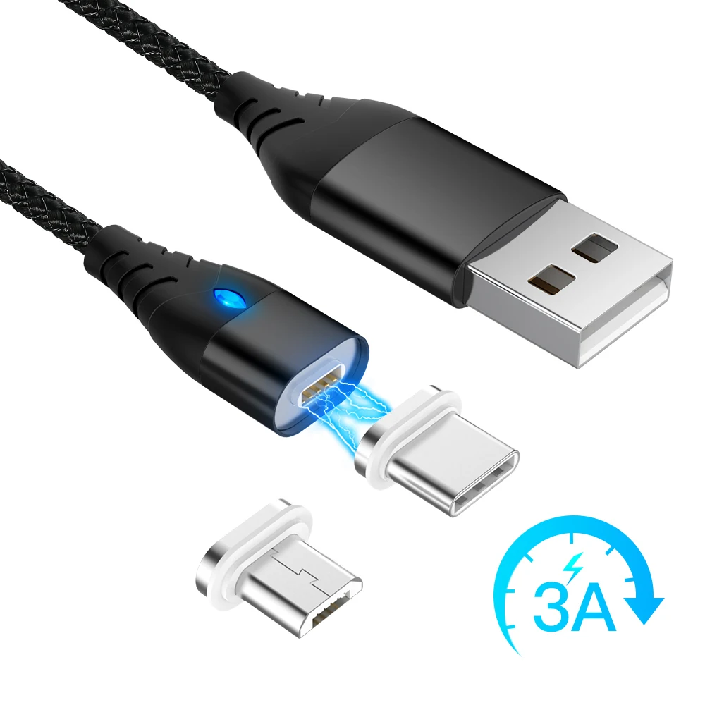 

Magnetic USB Type C Cable Micro USB Data Cable 3A Fast Charging Charger Cable For Samsung Xiaomi Huawei Mobile Phone Cables