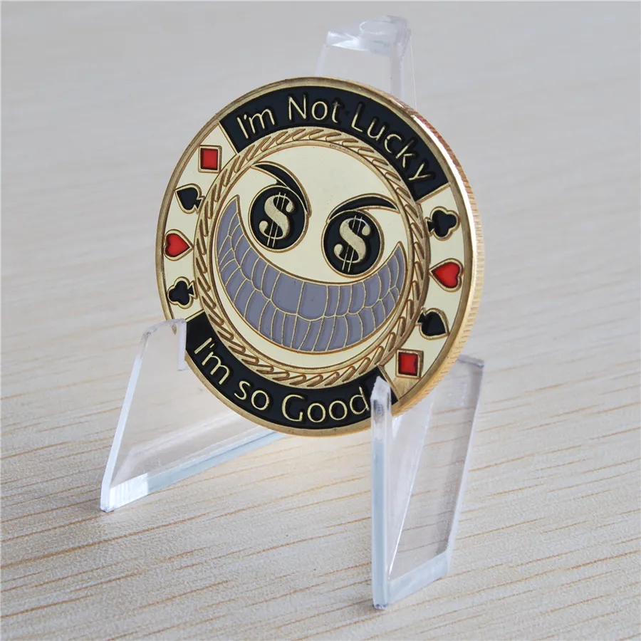 1oz I'M NOT LUCKY - I'M SO GOOD Card Poker Chip Token .999 24k gold bullion Coin (2)