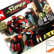 6 шт/партия 7110 248 шт халкбастер наборы Железный человек Супер Герои модель diy Juguetes строительные блоки игрушки для детей подарок