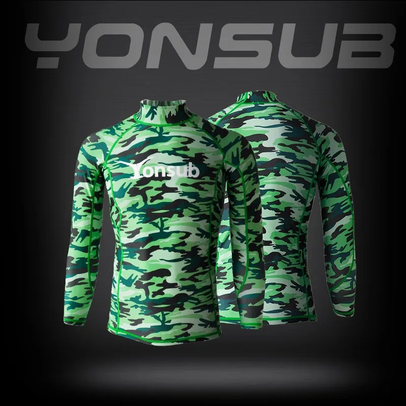 

Men Rashguard Jellyfish Long Sleeve Rash Guards Camouflage Sunscreen Windsurf Swimming Diving Shirt UV Quik Drying RashGuard