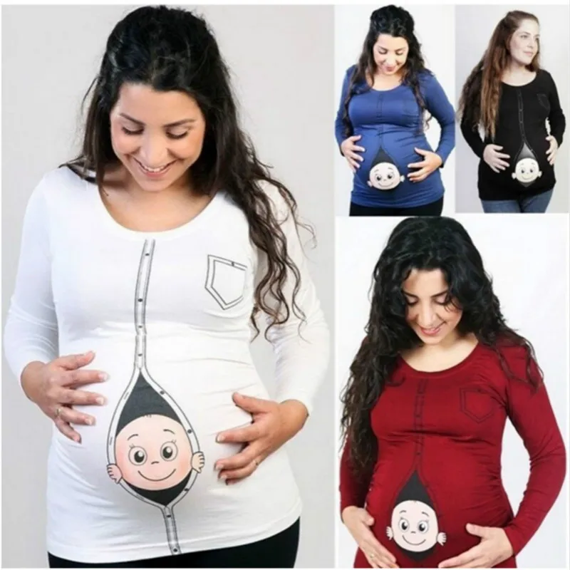 Envsoll/Футболка для беременных с надписью «baby face», Одежда для беременных, рождественский подарок, хлопок, футболки с длинными рукавами