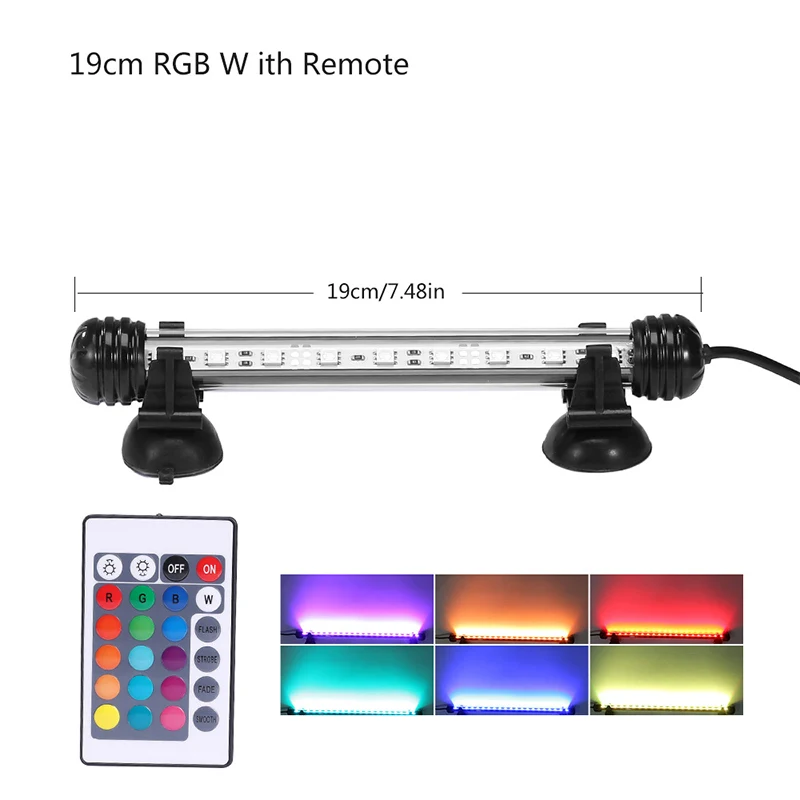 Аквариумный светильник светодиодный водонепроницаемый светильник для аквариума подводный светильник для аквариумов декоративный светильник для аквариумов лампа для растений 19-49 см 220 В мощность ЕС - Цвет: 19cm RGB With Remote