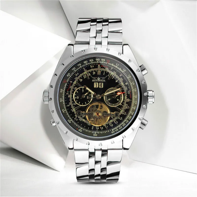 

JARAGAR Men's Watch Stainless Steel Automatic Steel Strap Luxury Wristwatch