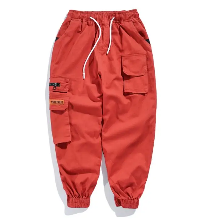 Уличный стиль хип-хоп брюки шаровары Swag Брюки Панк рейв женские мужские брюки для танцев Новинка женские весенние брюки размера плюс - Цвет: Красный