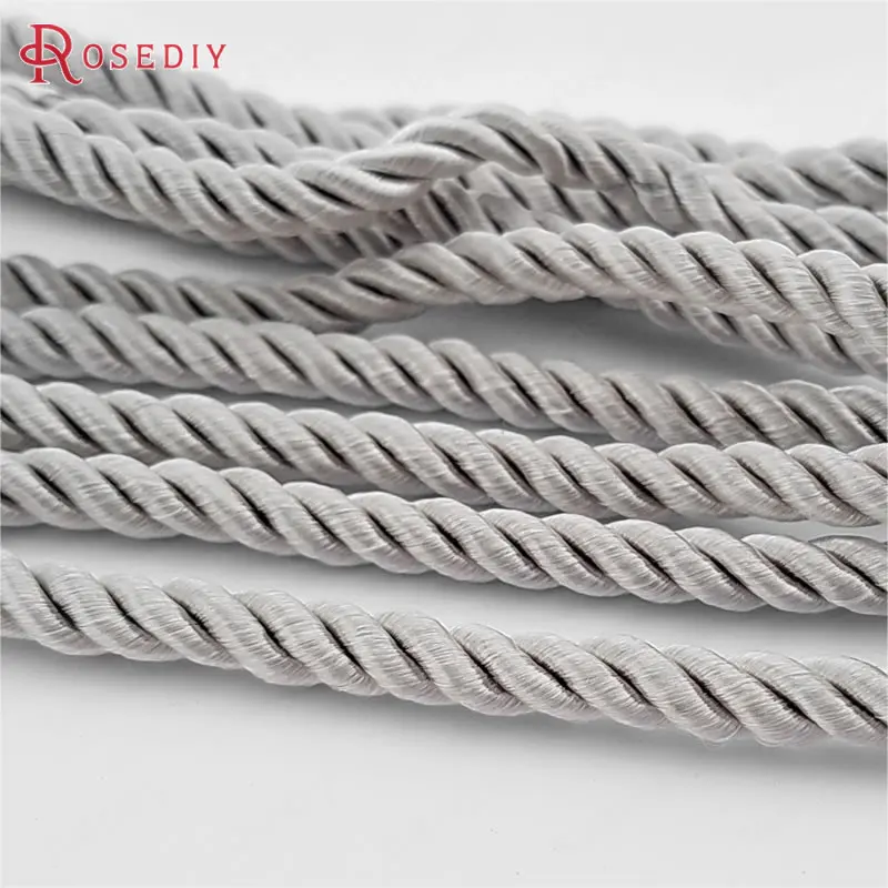 (29966)10 Meters 5mm Satin Polyester Cords Three strands of Rope Diy Jewelry Findings Accessories