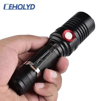 

8000 Lumens XM-L2 U3 T6 switch Single file ON or OFF powerful LED Flashlight Power by 18650 rechargeable battery torch