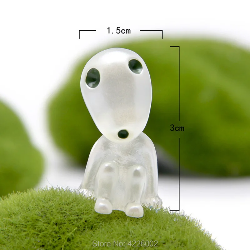 10pcs/lot Princess Mononoke Luminous Elf Tree Dolls Set Kodamas Glow in dark Resin Model Cartoon Action Figures Spirit Figurines