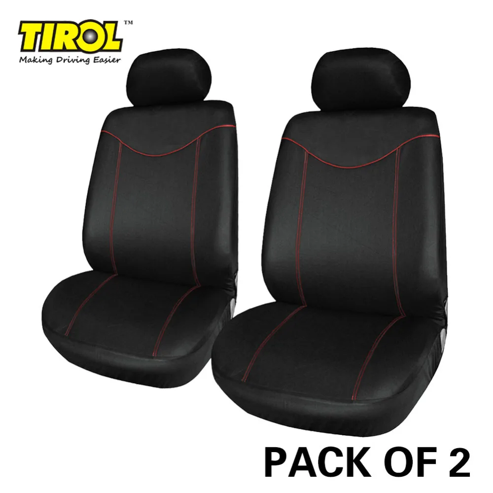 

TIROL Universal Fit Full Set Flat Cloth Fabric 2Front Car Seat Cover Black Red Fit Most Car, Crossovers SUV SedansT21638RDFb