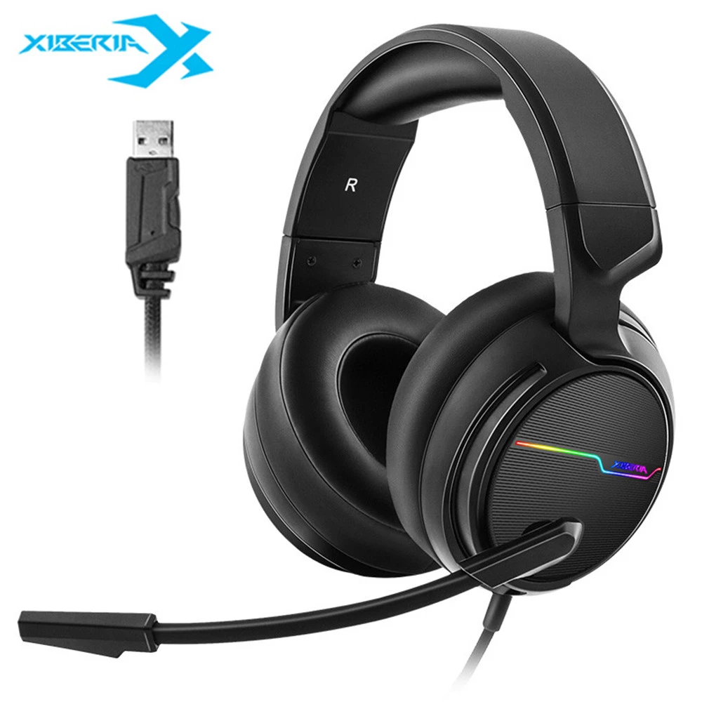 Xiberia V Usb 7 1ヘッドセットマイク低音ledゲーミングヘッドフォンゲーマーのためのコンピュータのラップトップpc Mac ヘッドホン ヘッドセット Aliexpress