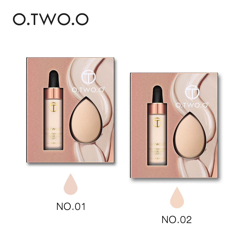 

O.TWO.O Soft Matte Foundation Liquid Set Face Makeup Coverage Foundation Long Wear Lightfeel Cream With Makeup Sponge