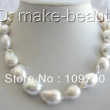 Ювелирные изделия 00591 потрясающий большой 20 мм барокко белый reborn кеши пресной воды жемчужное ожерелье