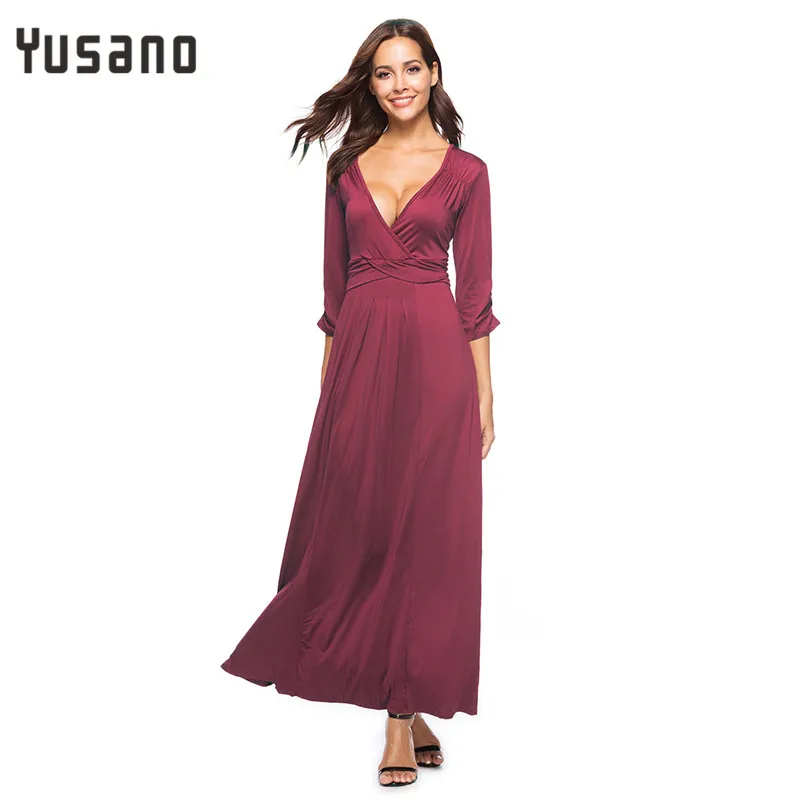 Женское платье макси Yusano длинные летние платья элегантное Vestidos Verano 2018 вечерние с