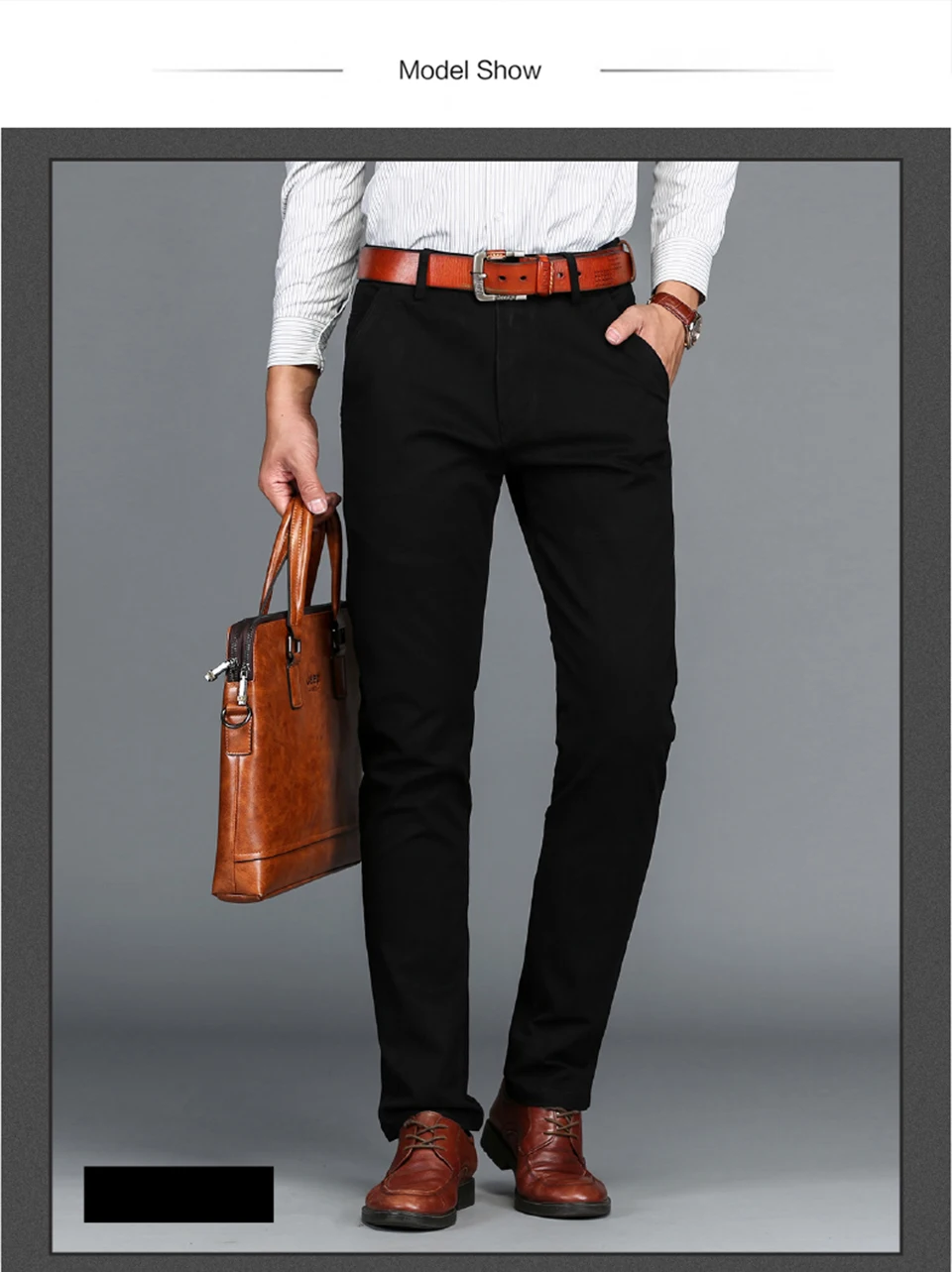 Новое поступление мужские Повседневное Бизнес брюки стрейч брюки прямые брюки цвет: черный, синий хаки большой размер 42 44 46 worksuit