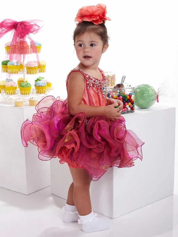 

Tank Style Ball Gown Flower Girl Dresses With Scoop Neck Corset Bodice Short Pageant Dress Pageant Dresses Zipper