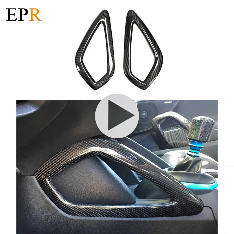 

For Hyundai Veloster Carbon Fiber Center Console Handles Stick On Type Glossy Finish Inner Trim Cover Fibre Drift Tuning Kit