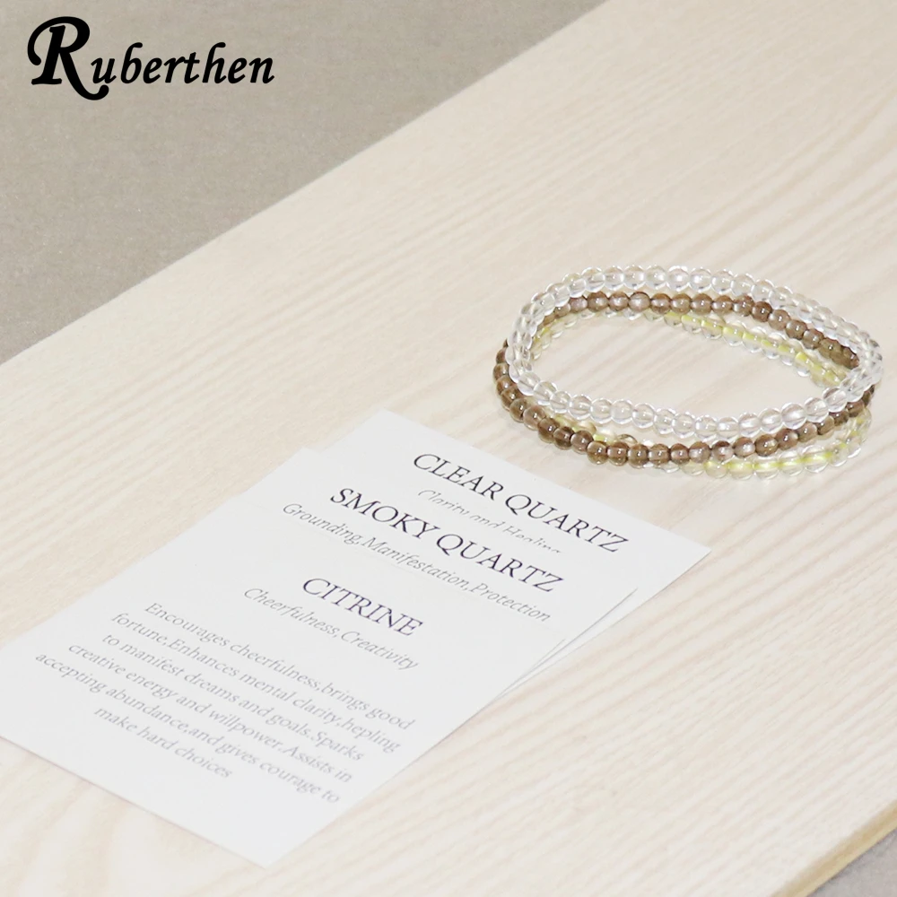 Ruberthen Clear Quart z браслеты Дымчатый Quart z браслет натуральный цитрин e мини браслет с драгоценным камнем Прямая поставка