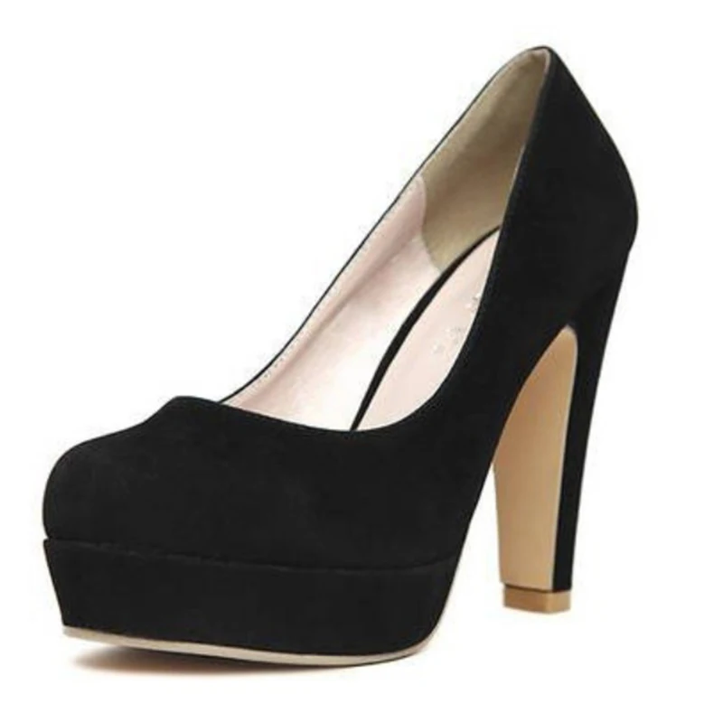 

Spring Autumn Women Shallow Pumps Platform Flock Slip On Ladies Classic Spike High Heels Shoes Female Fashion Career Dance Shoes