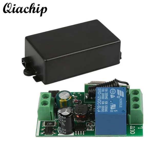 

QIACHIP Universal 433 MHz AC 220V 1 CH Remote Control Switch Mini Lower Relay Receiver Module Light Lamp Garage Door Opener Z30