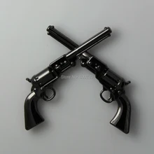 KB401) 10 шт. 1-1/" ковбойский Декор Скрещенные 1861 Colt револьвер пистолеты Gunmetal