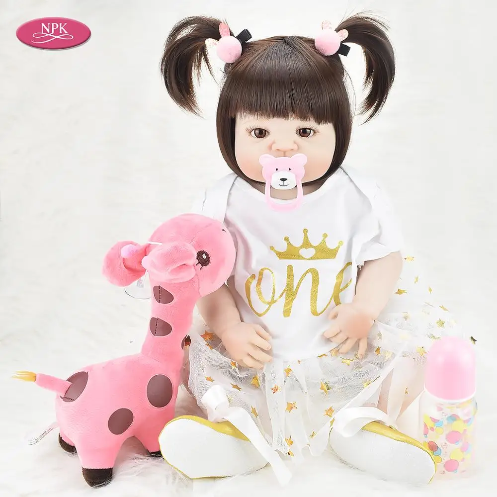 

NPK Bebes Reborn Girl Baby Doll Full Silicone Bathe Toys For Girls 55CM Vinyl Lifelike Princess Toddler Realista Bebe Menina