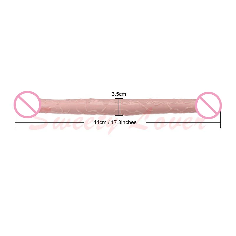 Sex Products Double Dildo 17 Inch Flexible Soft Jelly Vagina and Anal Women Gay Lesbian Double Ended Dong Sex Toy