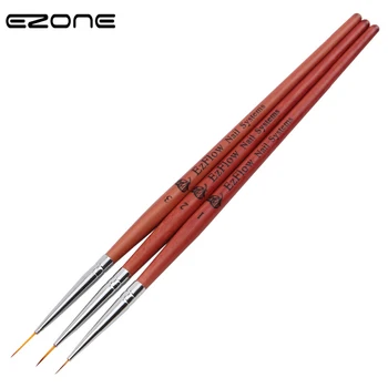 

EZONE 3PCS/Set Wooden Hook Line Pen Nylon Painting Brush Differebt Size Oil Watercolor Painting School Office Stationery Supply