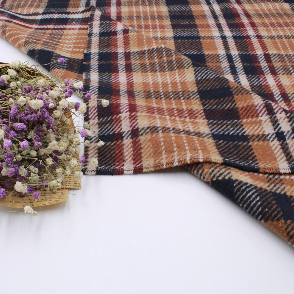

YLSX Autumn Comfortable Plaited Cross Jacquard Thin Fabric Shirt Coat Scarf Table Mat Curtain DIY Handmade Wool Fabric