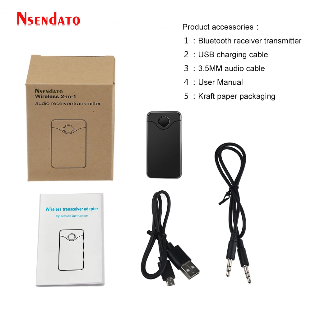 2 in 1 Bluetooth V4 0 Transmitter Receiver 3 5MM Wireless Audio Bluetooth Adapter Support Dual Headphons for TV PC Car MP3 MP4