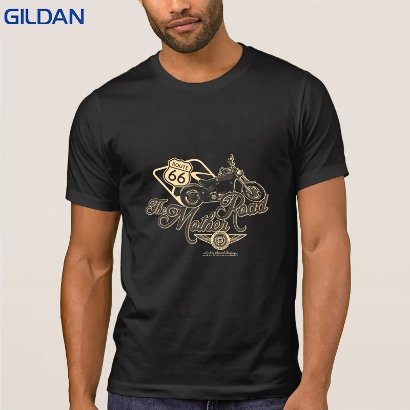 

Motorcycle Route 66 The Mother Road T Shirt Designs Normal Men's T-Shirt Basic Solid Casual Awesome Tshirt For Men 3xl