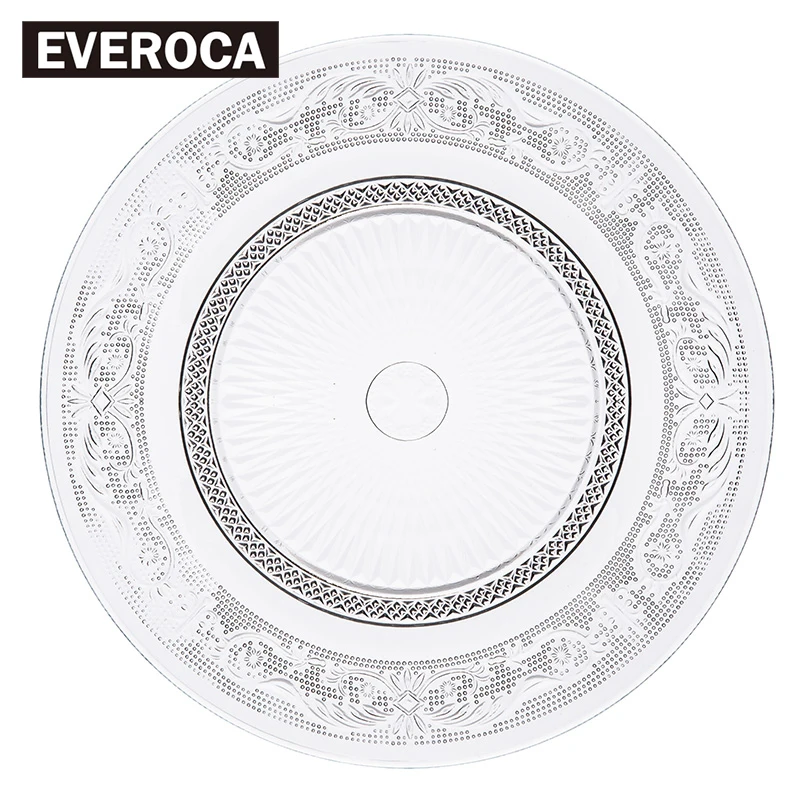 Nordic Embossed Glass Plate Lead Free Fruit Dessert Snack Plate