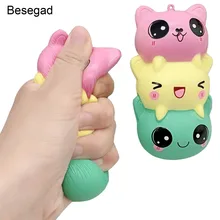 Besegad 11,5 см лицо кошка супер мягкий милый Kawaii Jumbo медленно поднимающийся мягкий сжимает большие игрушки для взрослых снимает стресс антистресс