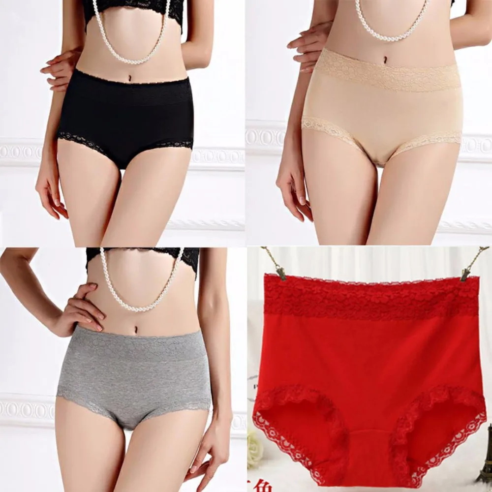 4 шт./лот женские сексуальные кружевные трусики Slimgirl эластичные хлопковые трусы с