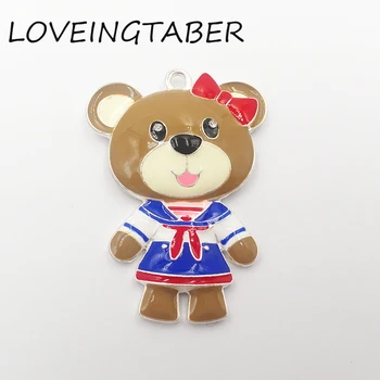 

Newest 47mm*33mm 10pcs/lot All Enamel Cute Bear Pendants For Kids Jewelry Making