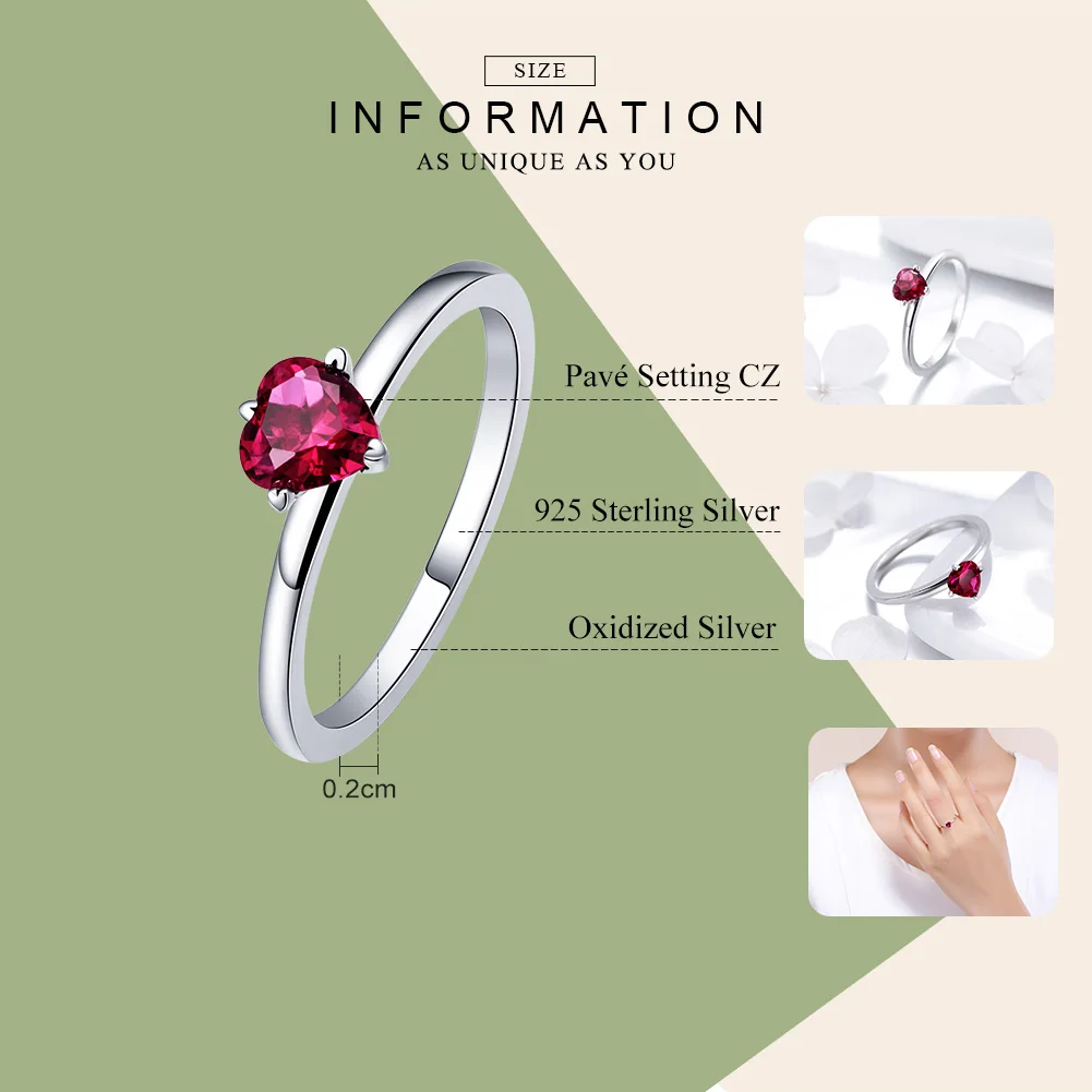 WOSTU подлинное 925 пробы Серебряное красное сердце CZ каменное кольцо для женщин Lover роскошный бренд Свадебное Обручальное ювелирное изделие подарок CQR389