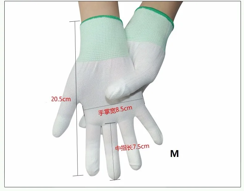 2 пар/лот нейлоновые ПУ перчатки с покрытием для пальцев перчатки с белым покрытием антистатические перчатки чистые вязаные перчатки