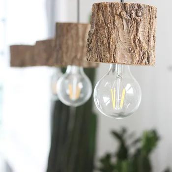 

Northern European Industrial retro personality creative log bar restaurant pendant light