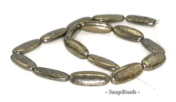 

25x10mm Palazzo Iron Pyrite Gemstone Tube Oval 25x10mm Loose Beads 15.5 inch Full Strand (90144922-417)