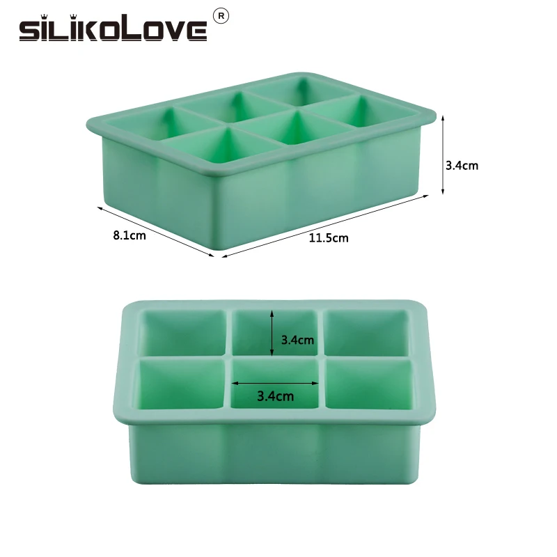 Silicolove 6 Полость 3d магический большой силиконовый кубик льда форма квадратная DIY