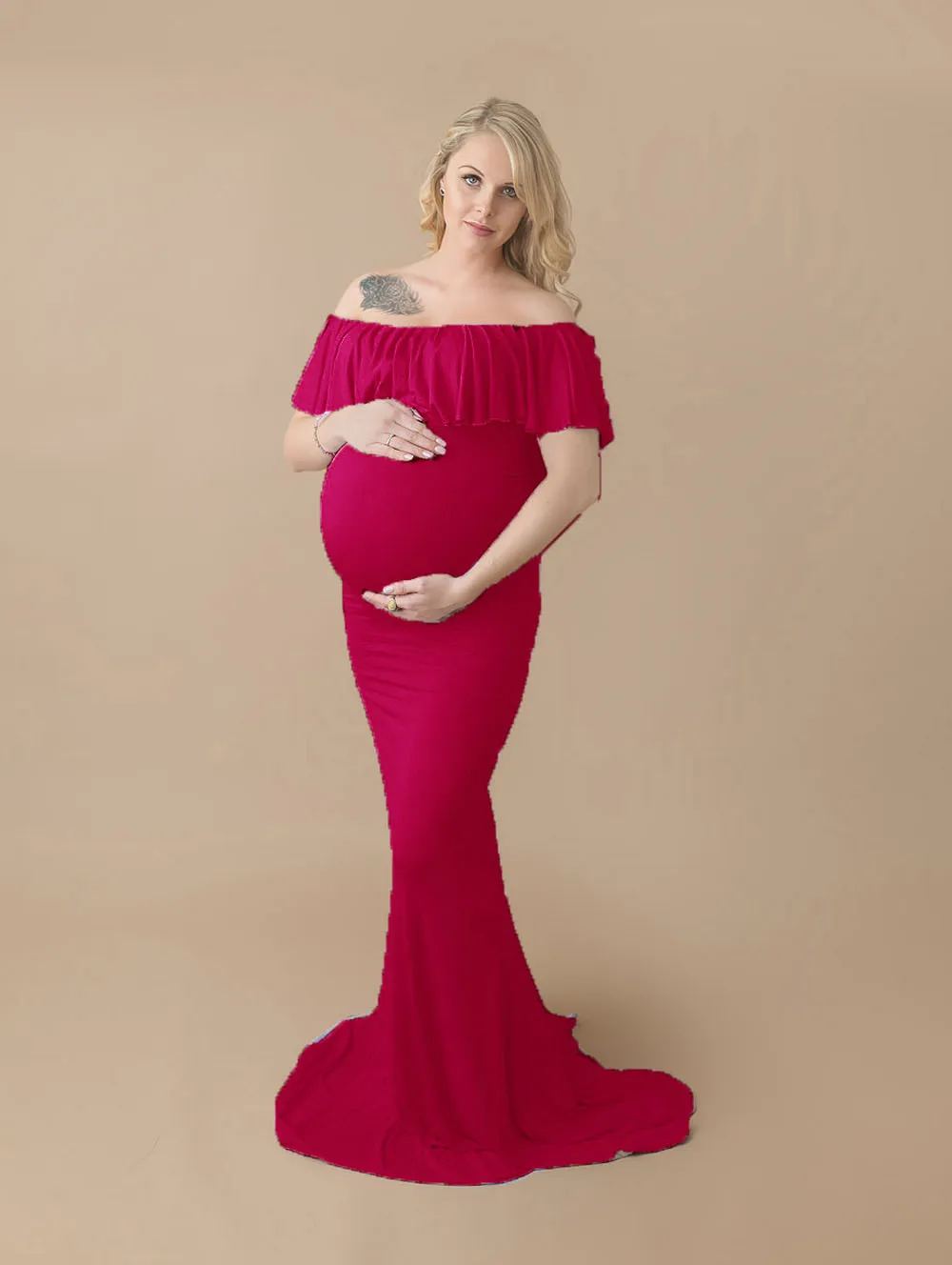 Оборками платья для беременных для фотосессии для беременных Подставки для фотографий Беременность фотографии Макси платье vestido largo embarazada