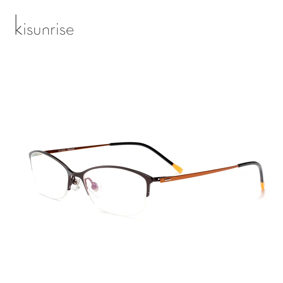 Kisunrise Titanium Alloy Optical Glasses Frame Women Ultralight Round Myopia Prescription Eyeglasses Eyewear KS050 - Цвет оправы: NO.2