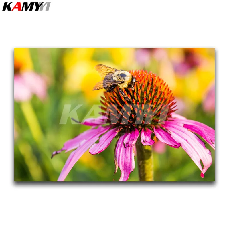 

Full Round Diamond painting flowers Full Square Diamond embroidery Cross stitch lotus DIY 3D Diamond mosaic bee